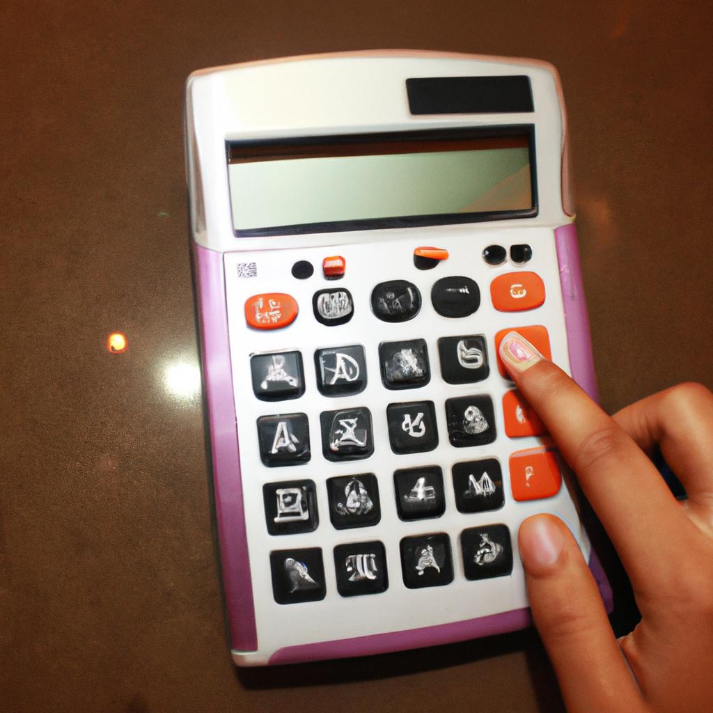 Person holding calculator, making notes